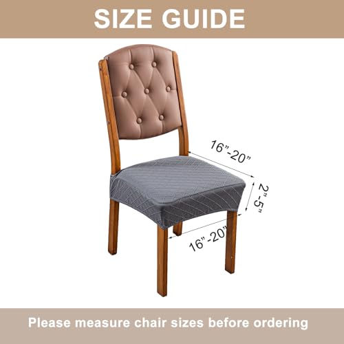 Image of Genina Waterproof Seat Covers for Dining Room Chair Covers,No Rear Covers | Set of 4,Simple Installation,Jacquard Removable Machine Washable Kitchen Chair Seat Slipcovers,Pet Hair And Stain Protection