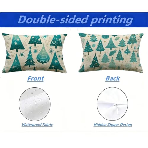 Coussin extérieur imperméable 50x70 lot de 2 housses de jardin vert arbre résistant UV - 3
