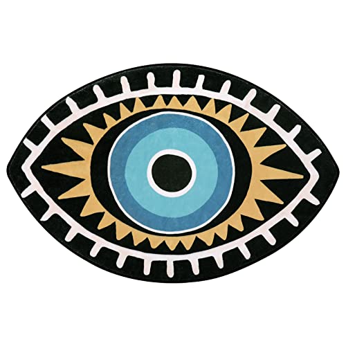 Beeiva Cute Evil Eye Decor Area Rug, 3X5 Washable Entryway Rug Indoor Non-Slip, Door Mat Accent Throw Rugs Floor Carpet For Living Room Kitchen Bedroom Bathroom Kid Room（Black，3X5Ft） #TOP1