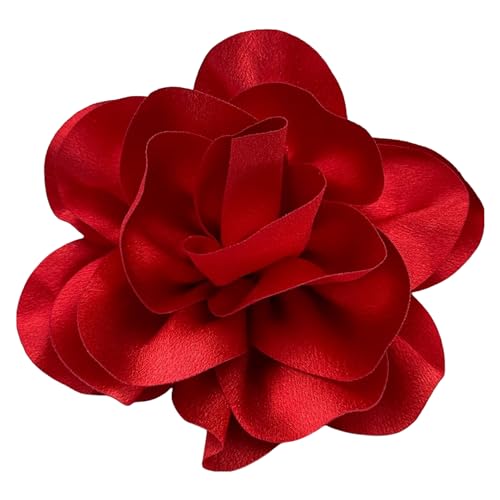 Image of Dainty Satin Fabric Flower Brooches for Women Large Rose Floral Brooch for Party Dance Wedding Banquet Elegant Camellia Fashion Brooch Pin for Women Girl 5.5inch