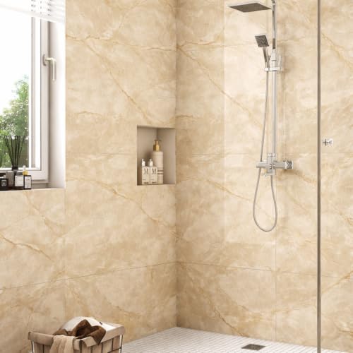 Image of OCEANSKY 3D Wallpaper PE Foam Self Adhesive Brick Design, 4, Cream Panel | Wall Stickers /DIY Wallpaper, For Home Hotel Living Room Bedroom Cafe Deco