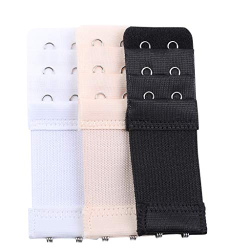 Sukmazz Bra Strap Extenders, Women Elastic Extensions Bra Extender Set 3 Rows X 2 Hooks, 6 Piece,Skin,White,Black #TOP4