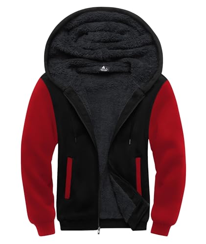 Image of SCODI Hoodies for Men Heavyweight Fleece Sweatshirt Zip Up Thick Jacket