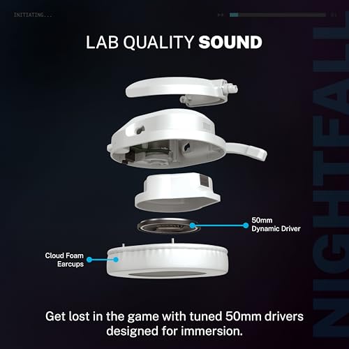 Image of JLab Nightfall Wireless Gaming Headset, Bluetooth 5.3, White