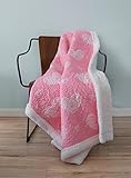 SLPR Plush Fleece Throw Blanket for Girl's Room Nursery with Sherpa (Pink Hearts, 50