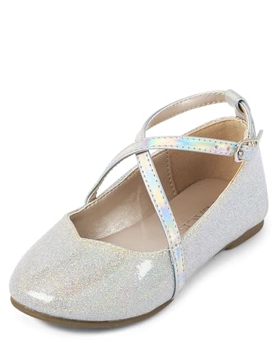 The Children's Place,and Toddler Girls Ballet Flats,Silver,8 Years