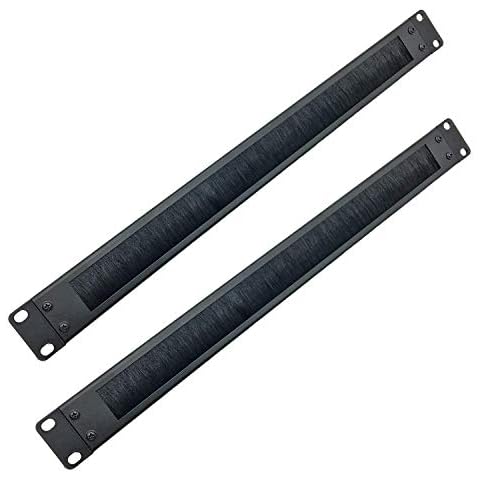 Jingchengmei 2 Pack-1U Disassembled Rack Mount Cable Management Panel with Brush for Cable Entry for 19-Inch Rack or Cabinet Black (BF01UAB2PC) Cover