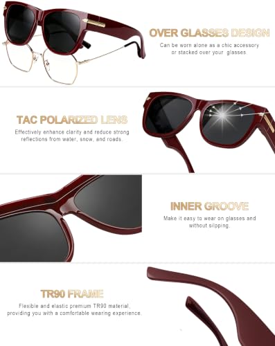 Image of KANASTAL Over Glasses Sunglasses Square Fit Over Polarized Sunglasses UV400
