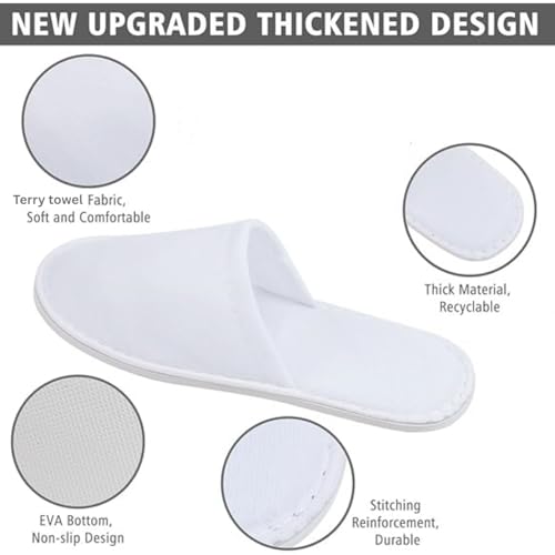 Image of JackPro Comfort Disposable TerryTowels Slippers for Home spa Party Guest Salons Hotels Hospitals and Home and Travel Close Toe (Free Size)