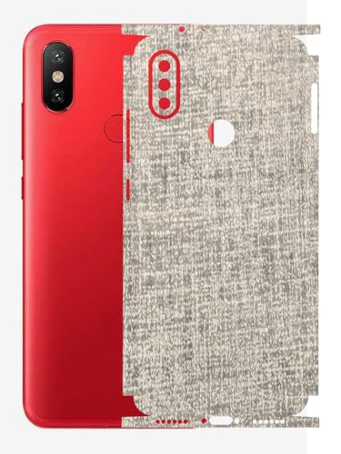 Image of AtOdds - Full Body Back Screen Guard Protector Film - 3D Textured Lamination Wrap Skin Sticker Compatible with Xiaomi Mi A2 | Scratchproof Matte Finish (Design - Fabric)