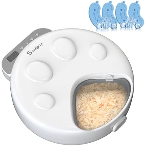 Automatic Cat Feeder Wet Food,Cordless Wet Pet Food Dispenser with 4 Ice Packs,4 Meals Per Day Fresh Food Refrigerated Container,Programmable Timed Battery Operated Auto Feeder for Kitten/Small Dog Cover