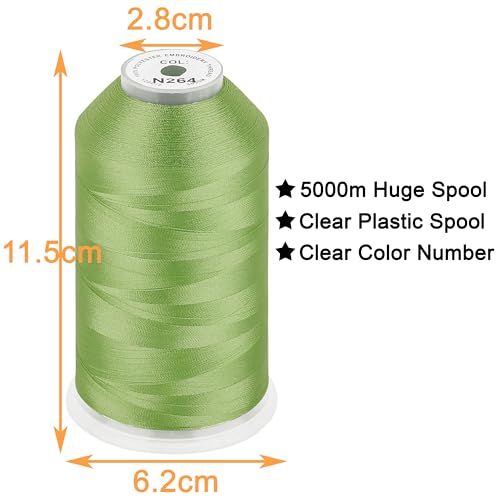 Image of New brothread - Single Huge Spool 5000M Each Polyester Embroidery Machine Thread 40WT for Commercial and Domestic Machines - Green Dust(Janome Color)
