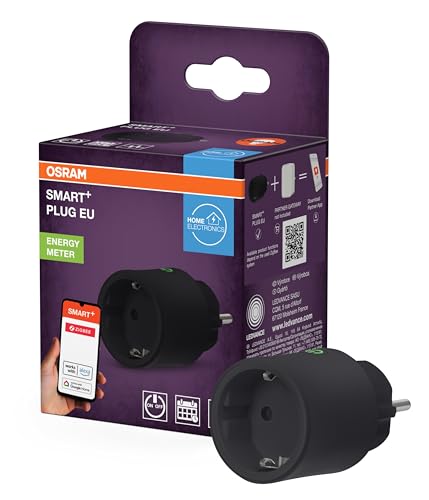 OSRAM SMART+ ZIGBEE EU-Steckdose in Schwarz intelligente Steckdose mit Energieverbrauchskontrolle und ZigBee-Technologie zur Einbindung von elektrischen Geräten ins Smart-Home-System