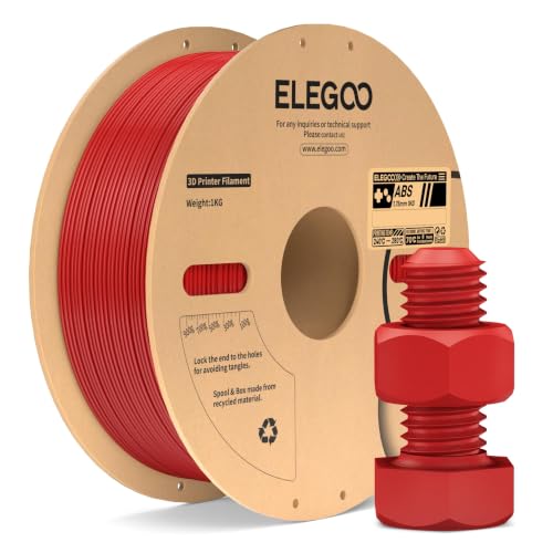 Image of ELEGOO ABS Filament 1.75mm Red 1KG, Heat Resistant 3D Printer Filament High Toughness & Impact Resistance, 1kg spooll(2.2lbs) Fits for Most FDM Printer