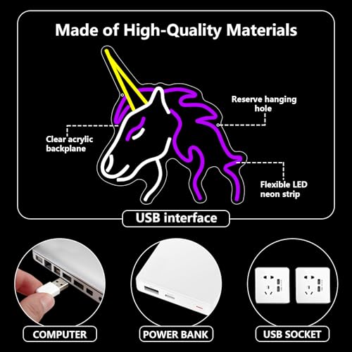 Plaque néon licorne violette, le cadeau parfait pour Noël - 4