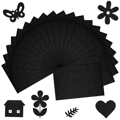 Bouboni 20 Pcs Black Felt Fabric Sheet 8' X 12' Assorted Color Felt Fabric Sheets For Crafts Diy Handcraft Sewing Squares Patchwork Nonwoven