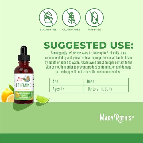 Image of MARYRUTH'S L Theanine 200mg Liquid Drops | Mood Support for Adults & Kids | Focus Supplement | Natural Sleep Support | Vegan | Non-GMO | Gluten Free | 30 Servings (Pack of 2)
