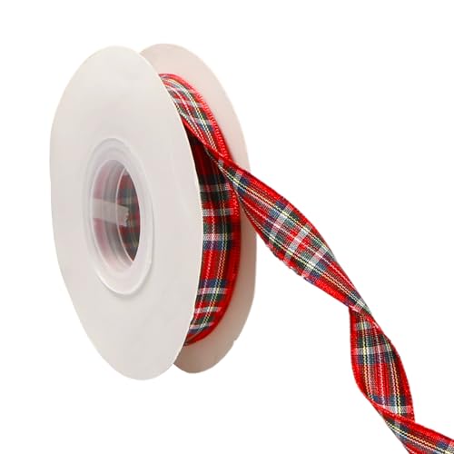 Christmas Tartan Ribbon 20 Yards Christmas Ribbon Xmas Ribbons for Crafts for Gift Decoration Xmas Tree Decorations Arts Crafts DIY 1.5 cm (Style 2)