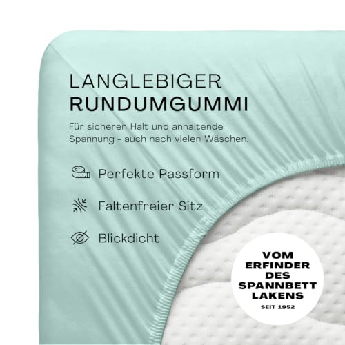 schlafgut Casual Spannbettlaken 140x200 cm 100% Bio-Baumwolle, Petrol Light – Ansicht 3