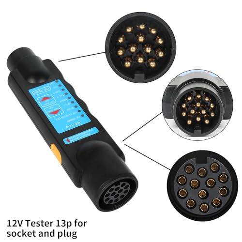 Yuanjoy 13 Poliger Anhänger Tester, 12V für die Diagnose von Anhängerrückleuchten, für Wohnmobile, Caravans, Golfwagen und viele andere Fahrzeuge.