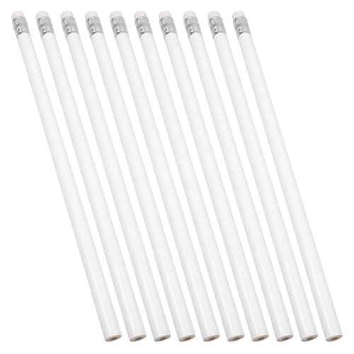 10 lápices carpintero blancos con borrador miniatura 1