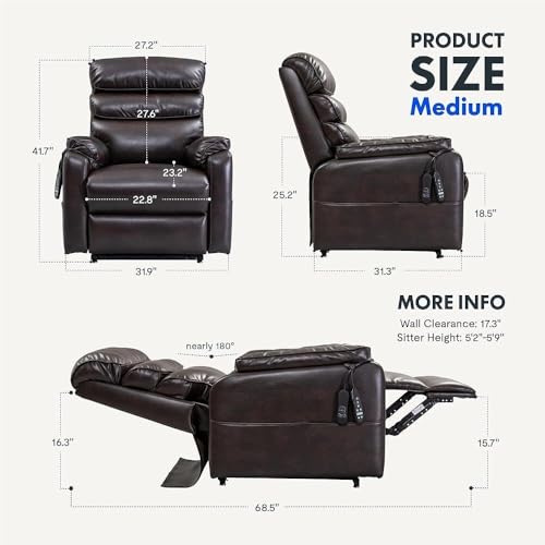 Sillón eléctrico reclinable con masaje y calor miniatura 2