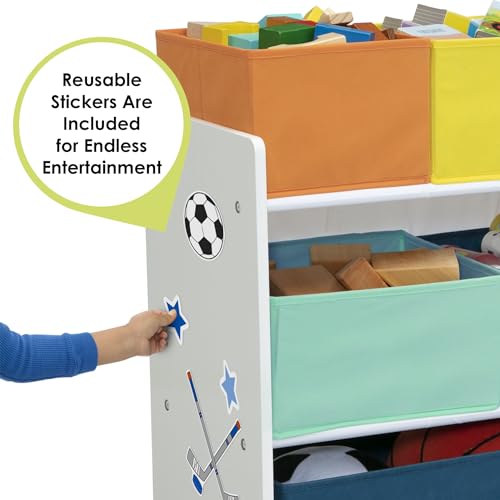 Delta Children Deluxe Multi-Bin Toy Organizer with Storage Bins - Greenguard Gold Certified, White with Navy/Green/Pastel Bins - Thumbnail 4