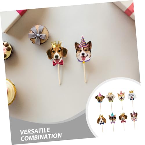 Veemoon 56stücke Hundefigur Geburtstagsdeko Tierparty-Artikel mit Hundemotiven Kuchendekorationsset mit Welpengesichtern Cupcake-Picker für Haustier-Geburtstagsfeiern