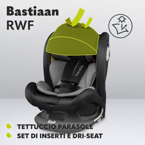 LIONELO Bastiaan RWF Seggiolino auto Girevole a 360 gradi da 0 a 36kg Gruppo 0 1 2 3 Protezioni laterali, Fibbia a 5punti Isofix Top Tether Tettuccio, Opposto al senso di marcia, Regolatzione completa