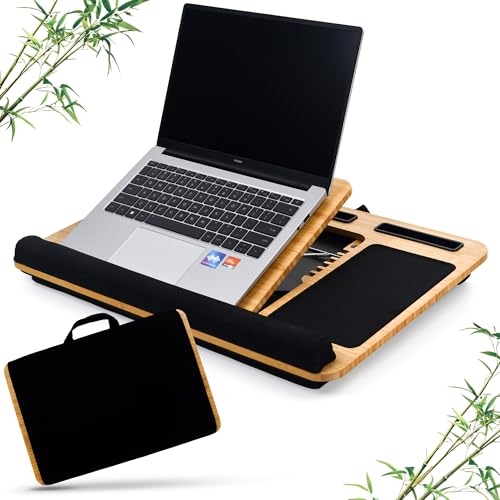Bansami Knietablett Mit Kissen Aus Bambus, Verstellbare Laptop...