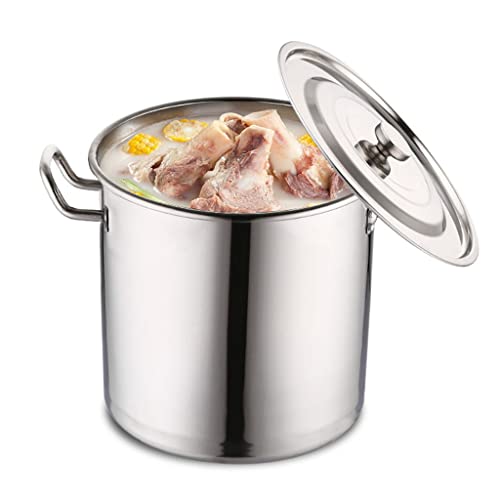 Olla de Acero Inoxidable con Tapa para Sopa, para freír, hervir y guisar (6-85 L), para almacenar arroz, harina, Aceite y Frijoles (Plateada, 60 x 40 cm, 85 L)