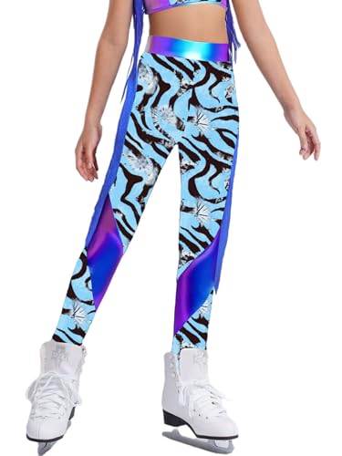 Girls' Sports Pants Figure Skating Pants Ice Skate Leggings Metallic Side Tassel Training Pants