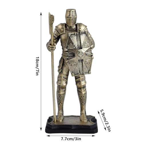 Estatua de caballero medieval en armadura de resina miniatura 3