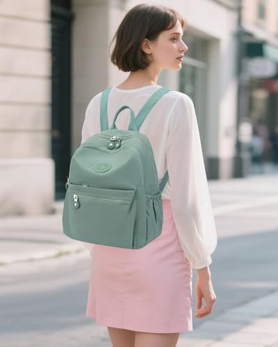 Image of Tanweibago Mini Nylon Women Backpacks,11L Small Ladies backpacks Casual Lightweight Women Shopping Travel Daypack (Light Green)