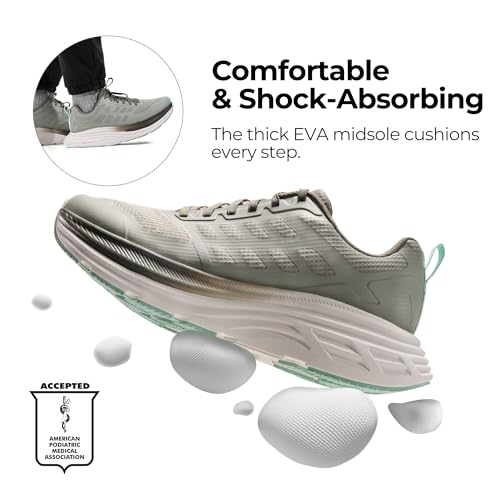 NORTIV 8 Men's Walking Running Tennis Cushioning Shoes ActiveFloat Non Slip Athletic Gym Workout Jogging Comfortable Sneakers,Size 7.5,Greyish Green,SNWS245M