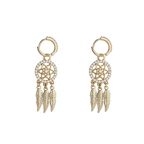 zlw-shop Earrings for Women Women's Dream Catcher Pendant Earrings Fashion Metallic Gold Plated Pendant Earrings Holiday Party Jewelry Fashion Earrings