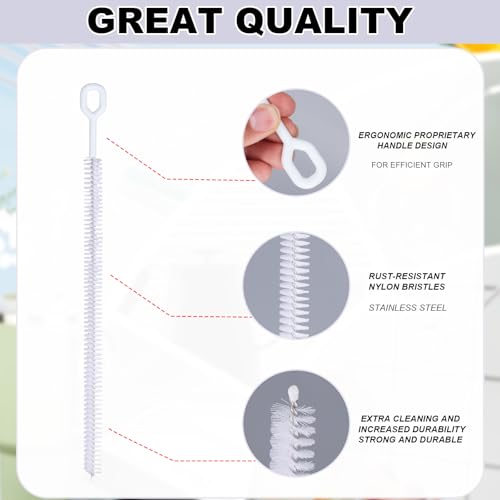 Image of 6pcs Straw Cleaner Brush Set, 12.6 Inch Cleaning Brush Extra Long Reusable Water Bottle Pipe Cleaner Bendable Cleaning Tool for Metal Silicone Plastic Glass Straws Tubes (White)