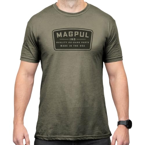 Magpul CVC Crew Neck Short Sleeve T-Shirt for Men, Go Bang Parts Patch Olive Drab, XL