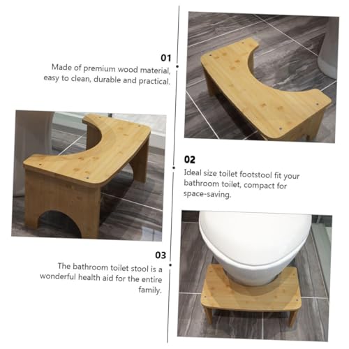 Tabouret de WC en bois marchepied pour salle de bain - 6