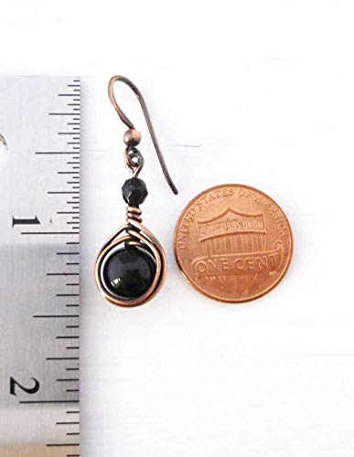 Handcrafted-Solid-Copper-Earrings-with-Black-Onyx-Gemstone-Antiqued-Copper-1-drop