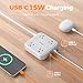 TESSAN Flat Plug Extension Cord 5 Ft, TESSAN Surge Protector Power Strip Ring Pull with 3 USB (1 USB C) 4 Outlets, 900 Joules Protection, Desktop Charging Station for Home, Office, College, Dorm Room