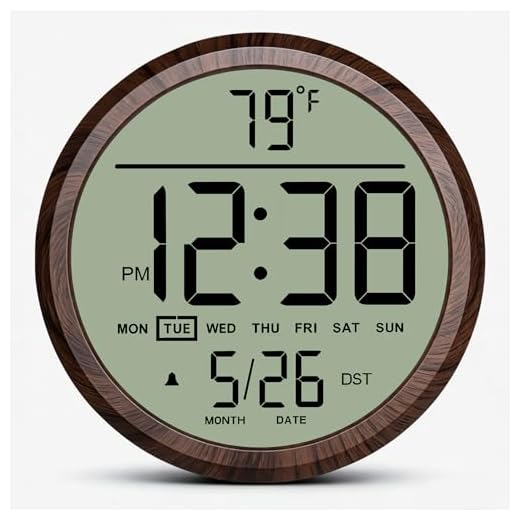 Maxstar Digital Wall Clock Battery Operated, 8 Inch Digital Clock with Date and Temperature, 12 /