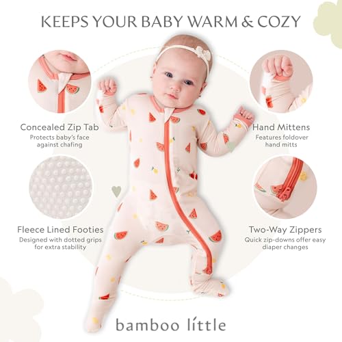 Image of Bamboo Little Soft Baby Footie Pajamas, Baby Clothes, Newborn Sleepers, 95% Viscose and 5% Spandex, 0-24 Months