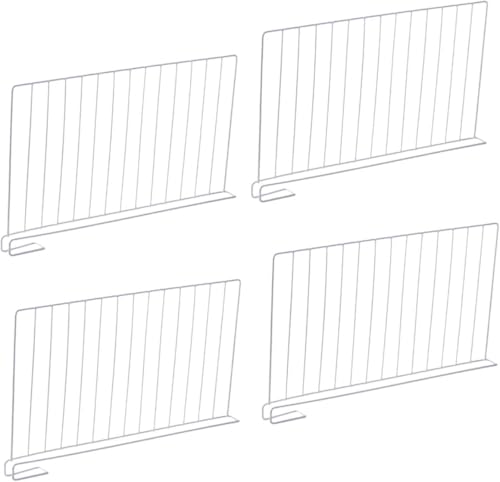 PHYNEDI Lot de 4 séparateurs d'étagères en métal pour armoire, étagères à linge, armoire d'enfant, aide à garder l'ordre, 50 x 30 x 2,2 cm, blanc
