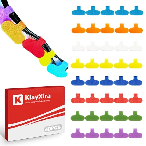 KlayXira 30 Pack Multi-Color Cable Labels, Write On Reusable Wire Labels for Electronics Ethernet Cables, Cord Identification Tags for Cable Management