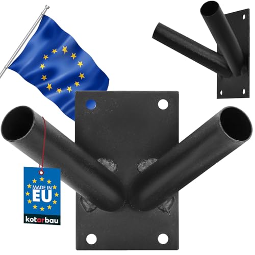 KOTARBAU® Support de Drapeau à 2 vis - Support Mural - Noir - 70 x 110 mm