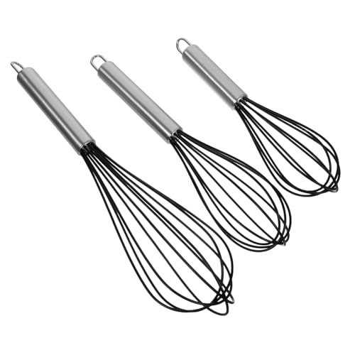 SMASOLO 3個シリコン泡立て器点 耐熱手持ちプ ステンレスハンドル付き 多用途エッグウィスク キッチン調理用クリーム卵ソースミキサー