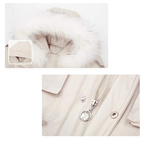 Baby Hooded Down Jacket Ski Bib Trousers Kids Snowsuit 2 Piece Ski Coat Pants Winter Outfits Set, 1-2 Years Beige - Thumbnail 6