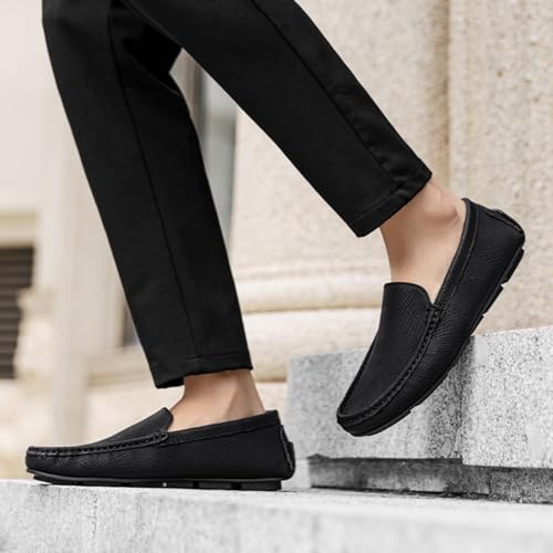 Men's Genuine Leather Slip-On Loafers Moccasins Flexible Comfort Lightweight Flat Soft Lining Driving Shoes for Business Casual City Walking Office Commute and Weekend Wear4