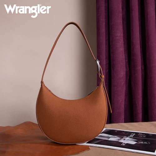Image of Wrangler Crescent Shoulder Bag for Women Trendy Half Moon Bag Small Crossbody Purse and Handbags With Extension Strap | Trendy